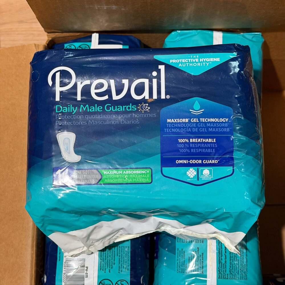Prevail Daily Male Guards Max Absorbency Incontinence Pads Case of 8 (112 Count)